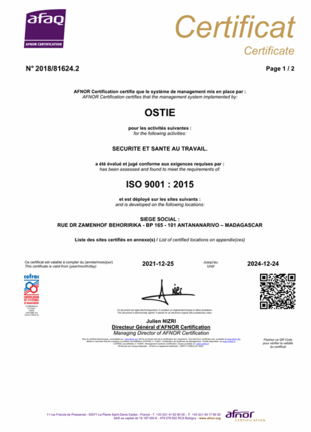 politique qualite de l'OSTIE